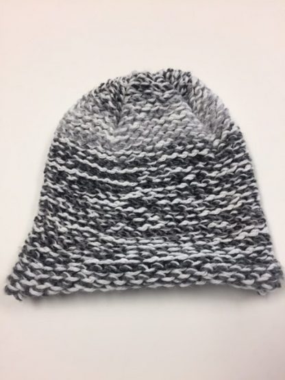 grey and white hat