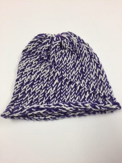 Purple & white knit hat