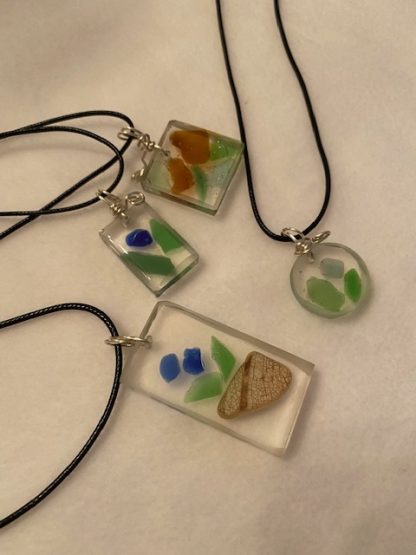Lucite and beach glass necklace