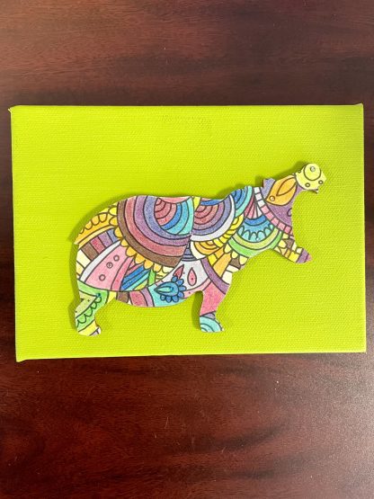 Hippopotamus on Canvas (Lime)